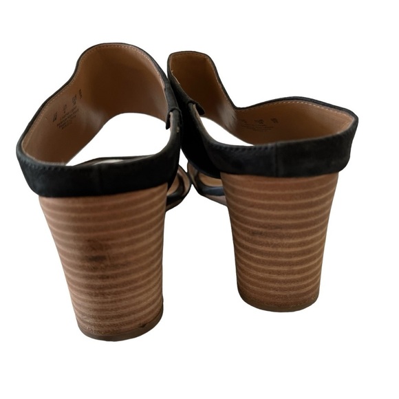 Franco Sarto 8 Black Wedge Leather Sandals - Picture 4 of 8